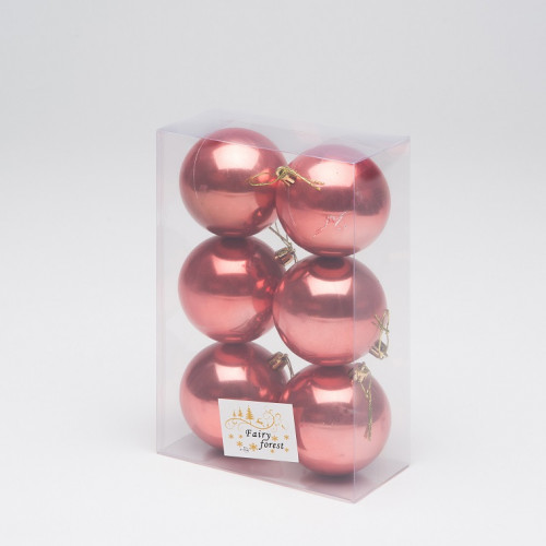 Набор пластиковых шаров Анет 80 мм., морковный перламутр, 6 шт., ЕлкиТорг (150317)