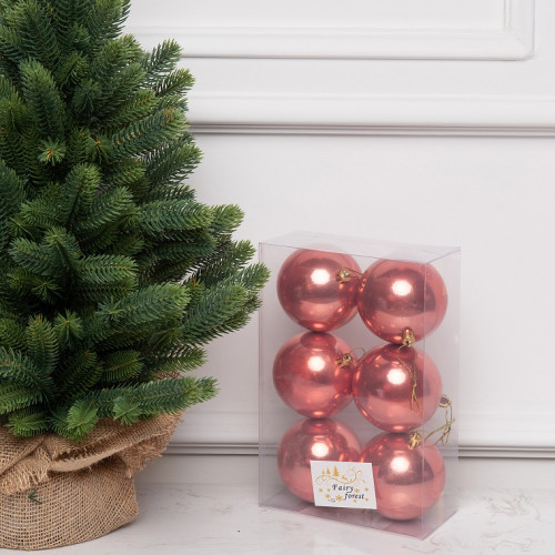 Набор пластиковых шаров Анет 80 мм., морковный перламутр, 6 шт., ЕлкиТорг (150317)