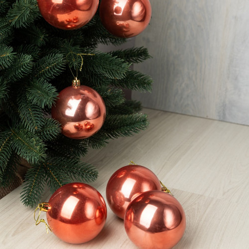 Набор пластиковых шаров Анет 80 мм., морковный перламутр, 6 шт., ЕлкиТорг (150317)