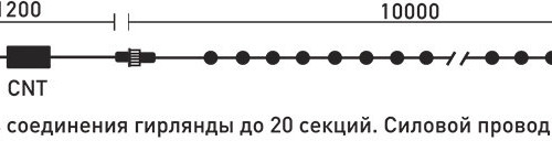 Светодиодная гирлянда мерцающая 10 м, 220-230V., 100 желтых LED ламп, черный ПВХ, Beauty Led (PST100BL-11-2Y)