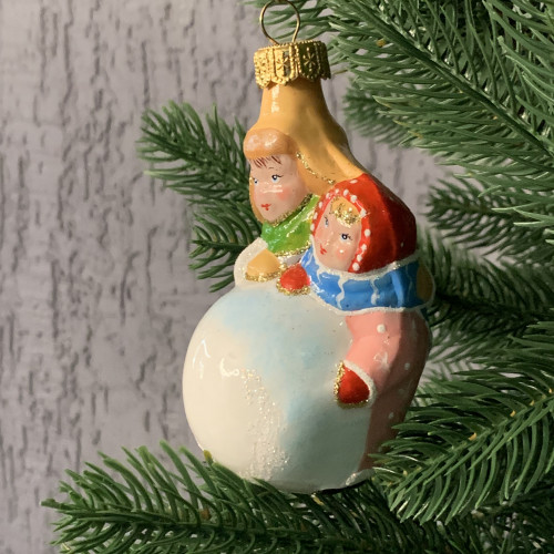 Елочное украшение Дети со снегом, стекло, Витус (46314)