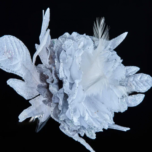 Декоративный цветок Дворцовый Пион 24х15 см., на клипсе, Christmas DeLuxe (88889)