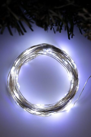 Гирлянда нить-роса 10 м., IP20, серебристая нить, 100 холодных белых LED, 12 В, Luazon Lighting (5198353)
