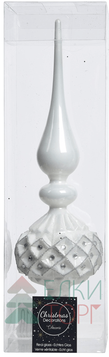 Макушка на елочку Белладжио 30 см, белоснежная, стекло, KAEMINGK (173310/2)