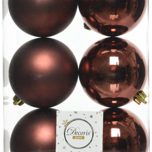 Набор пластиковых шаров Парис 80 мм, палисандровый, 6 шт, Kaemingk (022019)