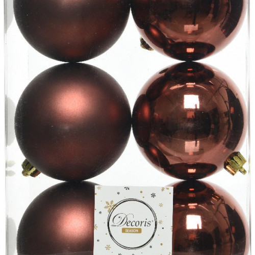 Набор пластиковых шаров Парис 80 мм, палисандровый, 6 шт, Kaemingk (022019)