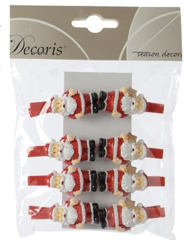 Комплект декоративных прищепок Санта 2*4,5 см, 8 шт, Kaemingk (535633/1)  