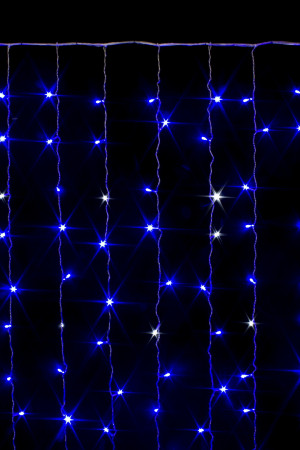 Занавес с мерцающим диодом 2*2 м., 220V, 240 синих LED ламп, прозрачный провод, Winner Light (b.03.5T.240+)