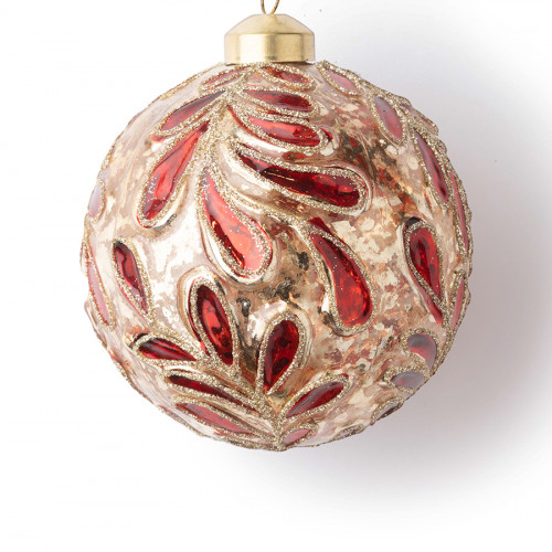 Винтажный стеклянный шар Графские сады Камелия 10 см., 1 шт., Karlsbach (12863) в Санкт-Петербурге