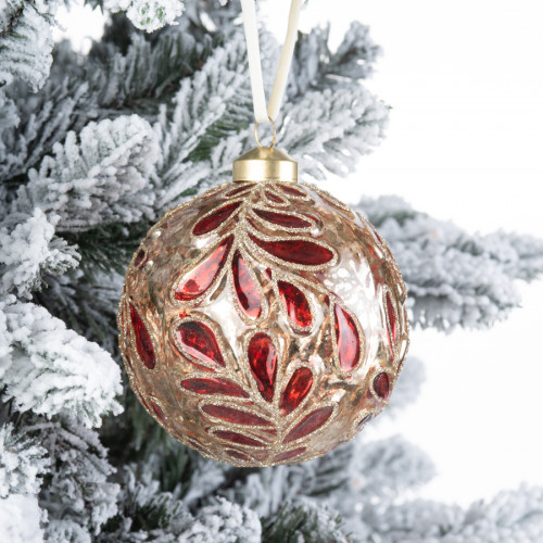 Винтажный стеклянный шар Графские сады Камелия 10 см., 1 шт., Karlsbach (12863) в Санкт-Петербурге