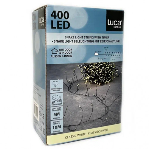 Гирлянда Капли 400 теплых белых микро ламп, 1000 см., 8 функций, таймер, зеленый провод, Luca (84637) в Санкт-Петербурге