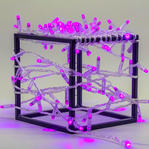 Светодиодная нить 10 м. с колпачком 24 В, 100 LED, фиолетовая, прозрачный провод ПВХ, LTC (PST100CAP-10-1PU)