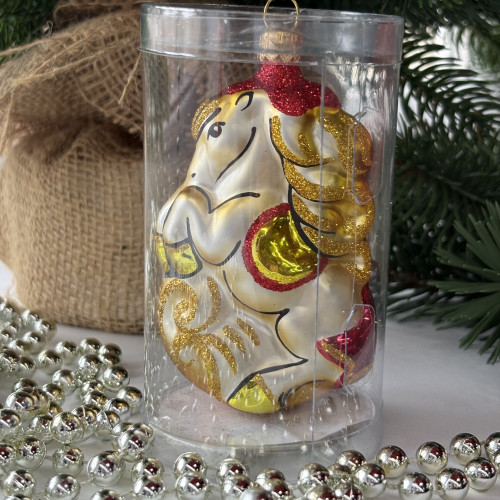 Ёлочное украшение Лошадка цирковая 100 мм., золотой, стекло, Ёлочка (С1634/2)