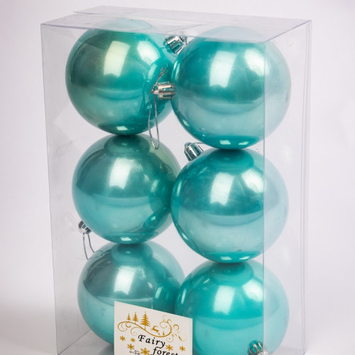 Набор пластиковых шаров Анет 80 мм., тиффани перламутр, 6 шт., ЕлкиТорг (150318)