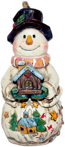 Статуэтка-подвеска  3D "Снеговик с домиком" 4,8*5,2*10,3 см.
