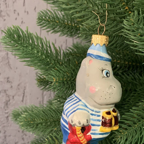 Елочное украшение Бегемот-моряк, стекло, Витус (46444)