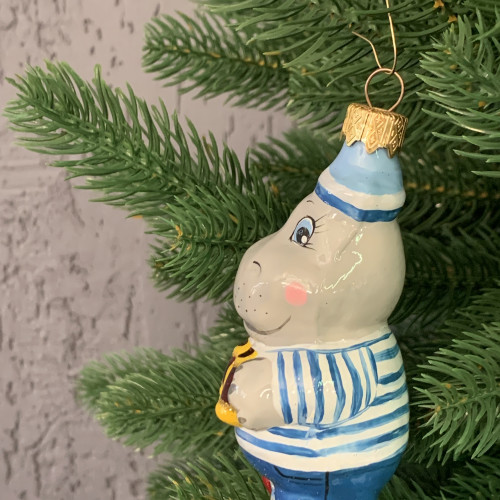 Елочное украшение Бегемот-моряк, стекло, Витус (46444)
