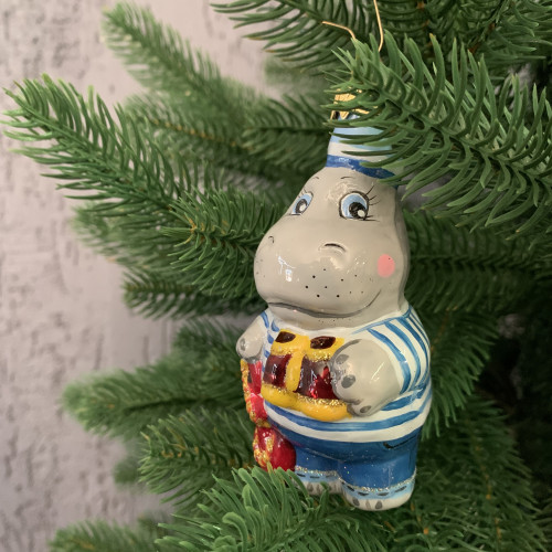 Елочное украшение Бегемот-моряк, стекло, Витус (46444)