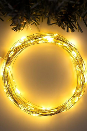 Гирлянда нить-роса 10 м., IP20, серебристая нить, 100 теплых белых LED, 12 В, Luazon Lighting (5198354)