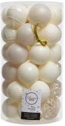 Набор пластиковых шаров Королевский 60 мм, белый пух, 37 шт, Kaemingk (020807)