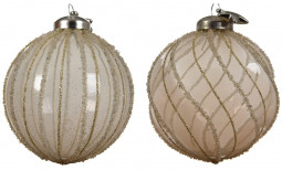 Набор стеклянных шаров  Карамельная нежность 80 мм, перламутровый,  3 шт, Kaemingk (060077) 