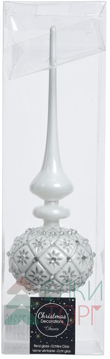 Макушка на елочку Бельвиль 30 см, белоснежная, стекло, KAEMINGK (173310/1)
