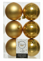 Набор пластиковых шаров Парис 80 мм, темно-золотой, 6 шт, Kaemingk (022021)
