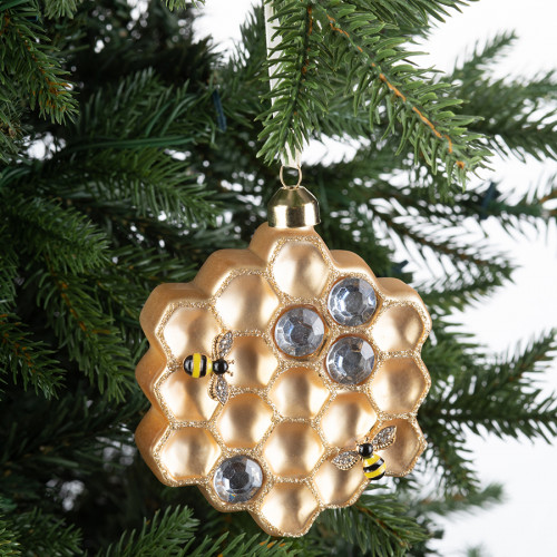 Винтажная стеклянная подвеска Медовый переполох h-11 см., 1 шт., Karlsbach (12866)