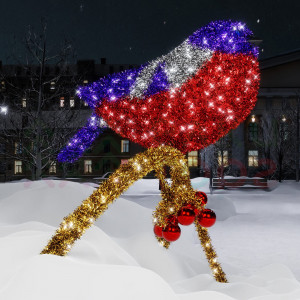 Светодиодная фигура из мишуры Снегирь на ветке 2 м., Conso (3DGR318)