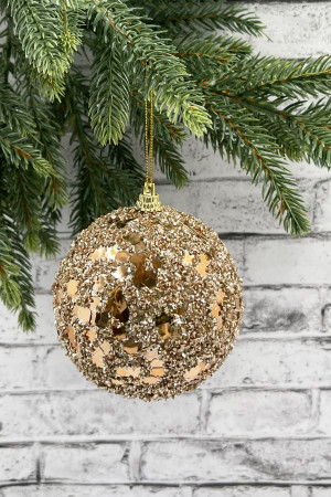 Шар новогодний Бисер 15 см., золотой, пенопласт, Christmas DeLuxe (11833) 