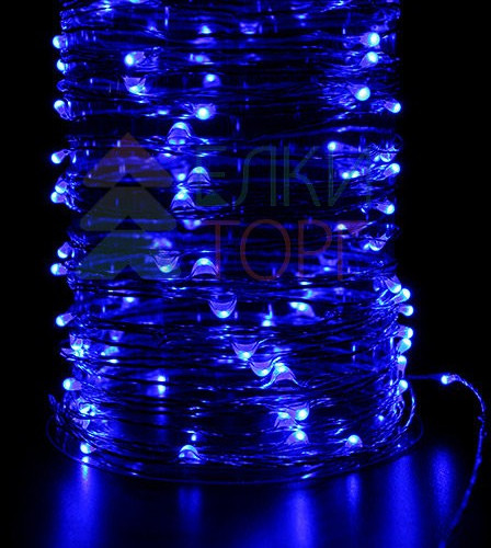 Светодиодная гирлянда нить Роса 10 м., 12V, 100 синих LED ламп, Beauty Led (Rosa 100-10-B)