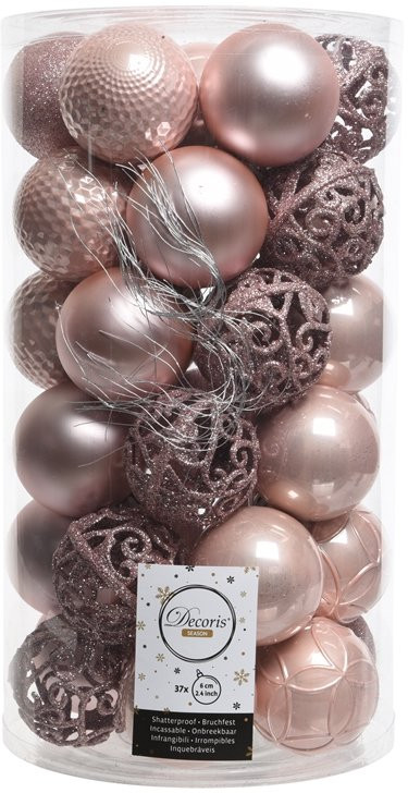 Набор пластиковых шаров Королевский 60 мм, нежно-розовый, 37 шт, Kaemingk (020808) в Ростове-на-Дону
