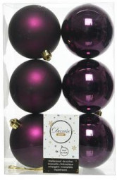 Набор пластиковых шаров Парис 80 мм, пурпурный, 6 шт, Kaemingk (022022)