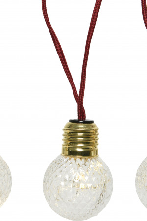 Сетодиодная ретро гирлянда Сириус 2.7 м., 220 V, 30 теплых белых LED ламп, красный провод, Kaemingk (480239)