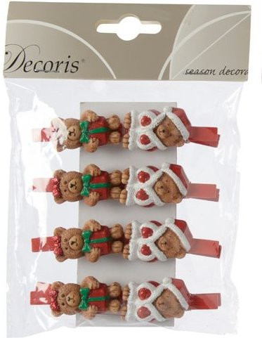 Комплект декоративных прищепок Мишки 2*4,5 см, 8 шт, Kaemingk (535633/2)