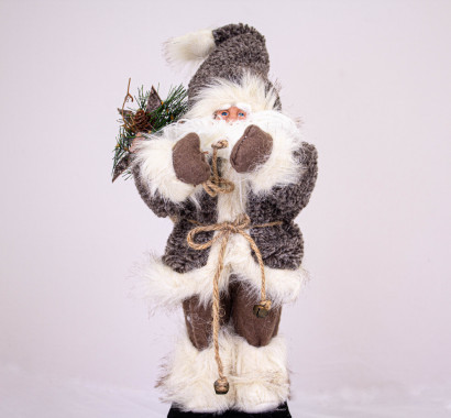 Санта-клаус в коричнево-белом костюме, h-33 см (C21-121309)