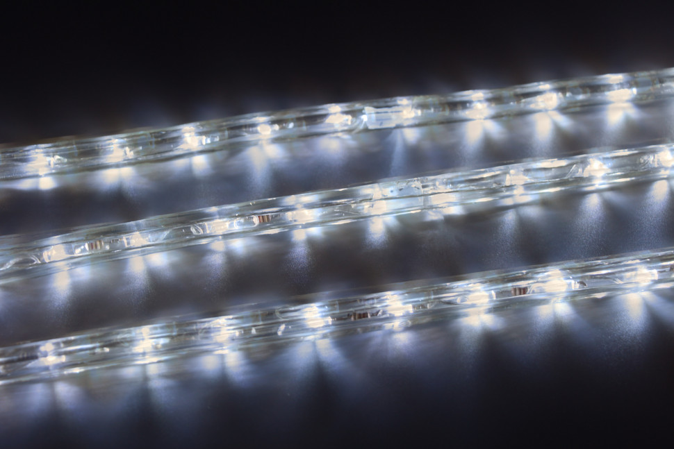 Дюралайт светодиодный 2-х проводной, диаметр 13 мм., 24В, холодные белые LED лампы 36 шт на 1 м., бухта 100 м., статика, Teamprof (TPF-DL-2WH-100-24-W) в Белгороде