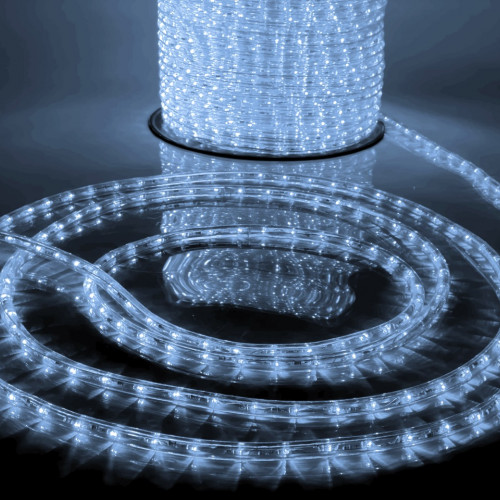 Дюралайт светодиодный 2-х проводной, диаметр 13 мм., 24В, холодные белые LED лампы 36 шт на 1 м., бухта 100 м., статика, Teamprof (TPF-DL-2WH-100-24-W) в Санкт-Петербурге