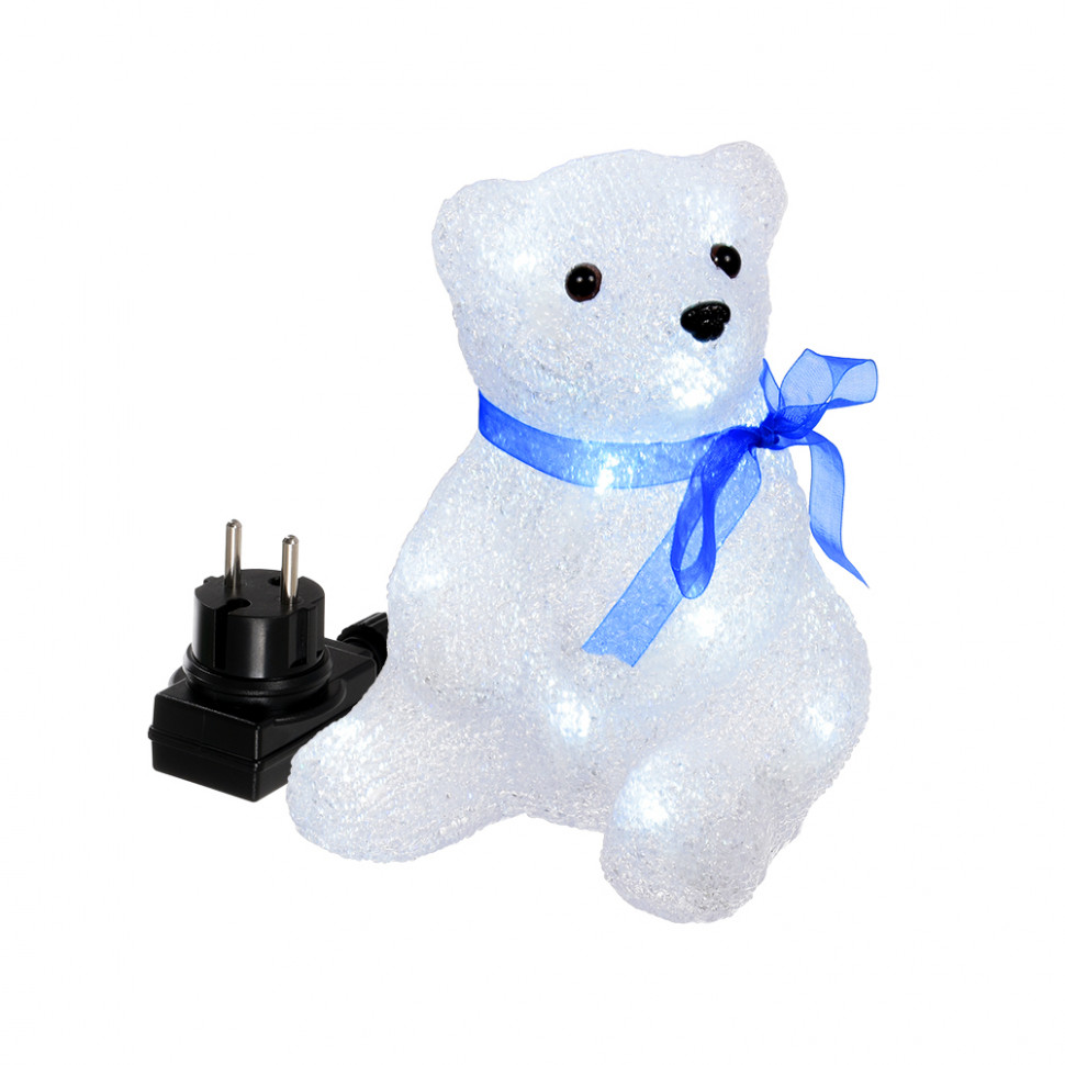 Световая акриловая фигура Медвежонок 16 холодных белых ламп, 14*17.5 см., 24В, прозрачный провод, Vegas (55101) в Белгороде