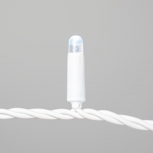 Светодиодная нить 10 м., 24 В, 100 LED, холодный белый, белый провод каучук, LTC (ECO100-8-1W)