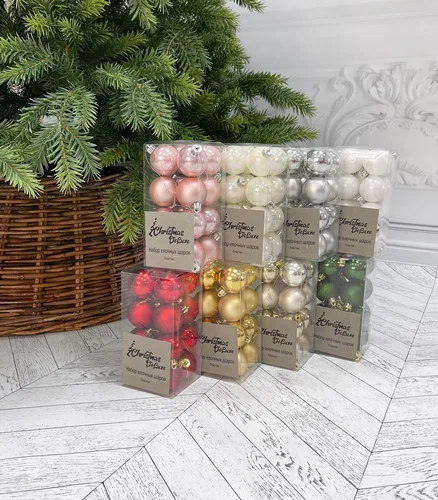 Набор пластиковых шаров Милена 40 мм., красный, 16 шт., Christmas DeLuxe (87042)