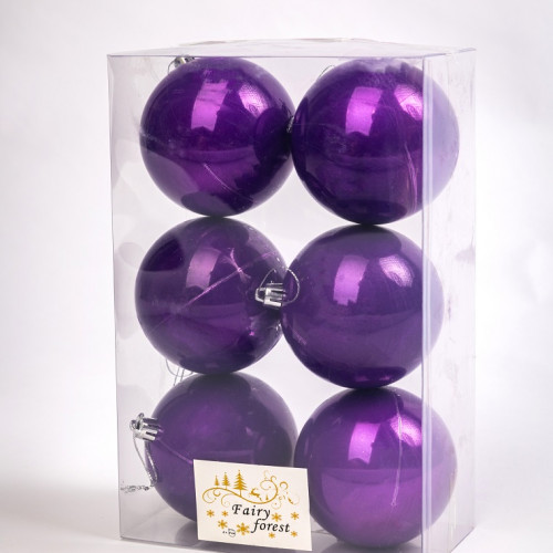 Набор пластиковых шаров Анет 80 мм., фиолетовый перламутр, 6 шт., ЕлкиТорг (150320)