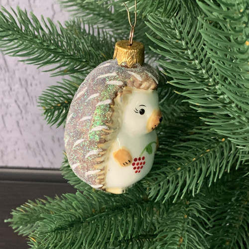 Елочное украшение Ежик с малиной, стекло, Витус (А380)