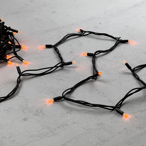 Гирлянда Нить 10 м., желтый, 220В, 75 LED, Провод Черный Каучук, IP65, LTC (LL75-1-2Y) 