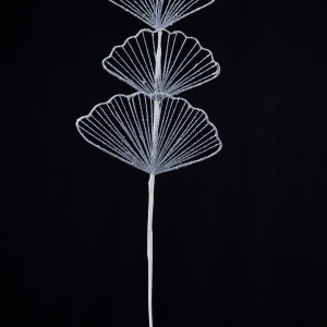 Ветвь Гинго белая с серебром 25х71 см., Christmas DeLuxe (88894)