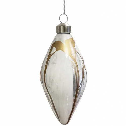 Набор стеклянных украшений Акварель 80 мм., бежевый с золотом,  9 шт., Christmas DeLuxe (13078)