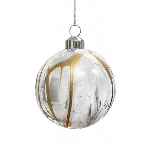 Набор стеклянных украшений Акварель 80 мм., бежевый с золотом,  9 шт., Christmas DeLuxe (13078)