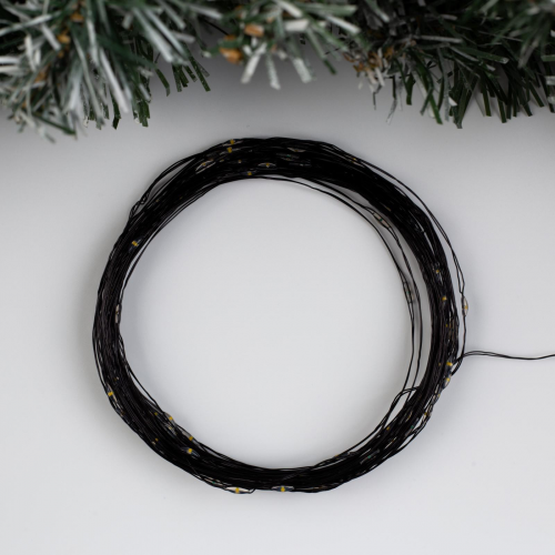 Гирлянда нить-роса 10 м., IP20, чёрная нить, 100 теплых белых LED, 12 В, Luazon Lighting (5198367) 