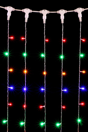 Светодиодный занавес 2*2 м., 400 разноцветных LED ламп, прозрачный провод ПВХ, LTC (PCL402-10-2M)