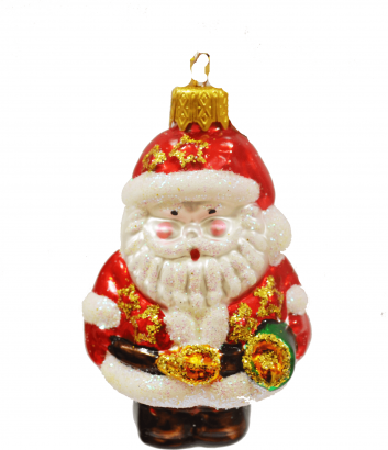 Елочное украшение Дед Мороз с фонариком h-90 мм в подарочной упаковке, Батик (ФУ-513)